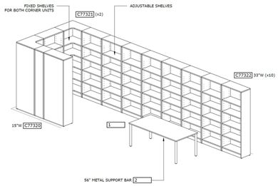 Picture of U Shape Modular Bookcase Storage Suite