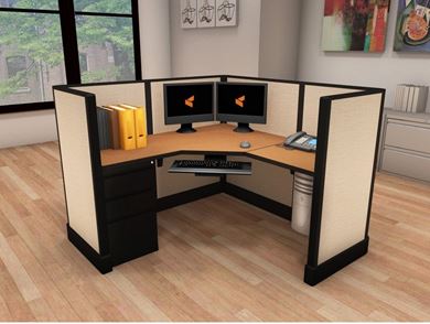 Picture of 5' Powered L Shape Cubicle Workstation
