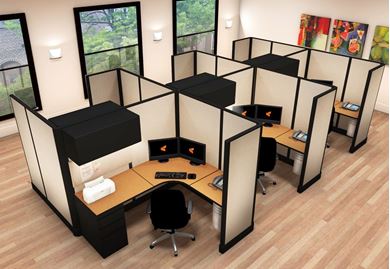 Picture of Cluster of 6 Person, 5' X 6' Powered L Shape Cubicle Workstation
