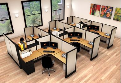 Picture of Cluster of 6 Person, 6' X 6' Powered L Shape Cubicle Workstation