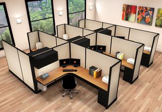 Picture of Cluster of 6, 6' x 8' Powered L Shape Cubicle Workstation