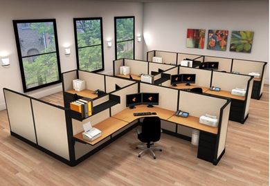 Picture of Cluster of 6, 8' x 8' Powered L Shape Cubicle Workstation