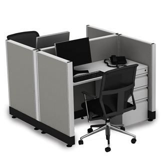 Picture of Double Pack, 4' Powered Telemarketing Cube Workstation