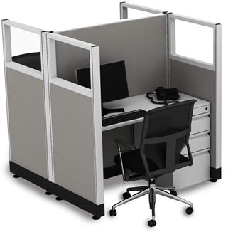 Picture of Double Pack, 4' Powered Telemarketing Cube Workstation