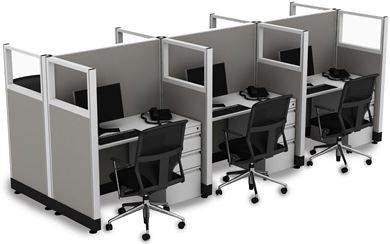 Picture of Cluster of Six, 4' Powered Telemarketing Cube Workstation