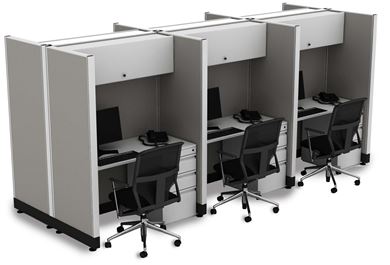 Picture of Cluster of Six, 4' Powered Telemarketing Cube Workstation