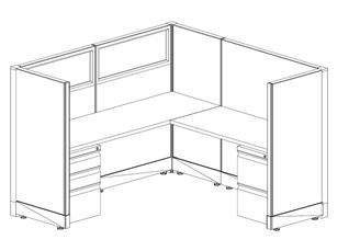 Picture of 6' Powered L Shape Cubicle Workstation