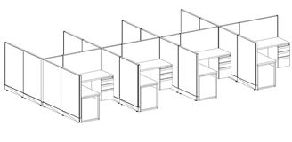 Picture of Cluster of 8, Powered L Shape Cubicle Workstation