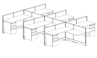 Picture of Cluster of 6, Powered L Shape Cubicle Workstation
