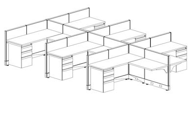 Picture of Cluster of 6, Powered L Shape Cubicle Workstation