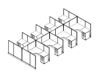 Picture of Cluster of 8, 5' x 5' Powered L Shape Cubicle Workstation