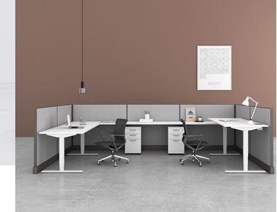 Picture of Two Person Shared, Powered Height Adjustable Cubicle Workstation