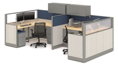 Picture of Cluster of 2 Person, Powered Cubicle Workstation