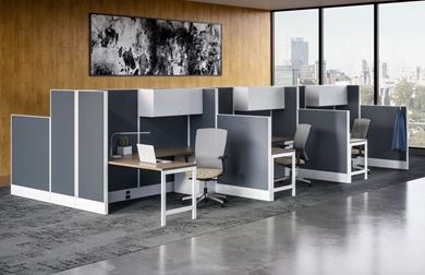 Picture of Cluster of 6 Person, Powered Cubicle Workstation