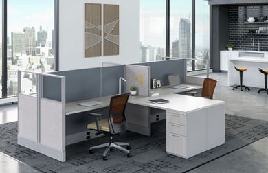 Picture of Cluster of 4 Person Powered Cubicle Workstation