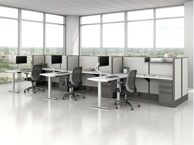 Picture of Cluster of 3 Person, Powered Height Adjustable Workstation