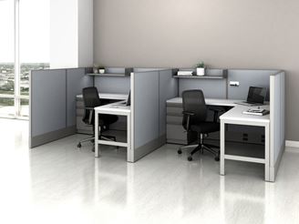 Picture of Two Person L Shape Cubicle Workstation