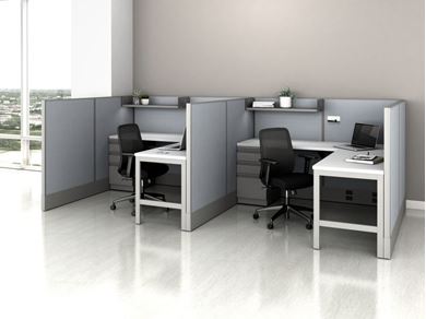 Picture of Two Person L Shape Cubicle Workstation