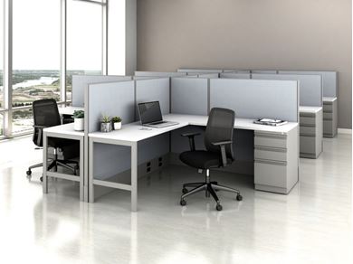 Picture of Cluster of Six Person, L Shape Cubicle Workstation