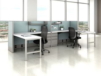 Picture of Two Person L Shape Cubicle Workstation