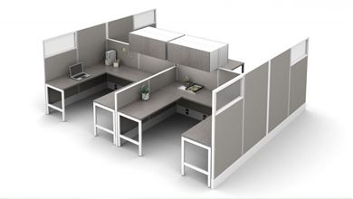 Picture of Cluster of Four Person L Shape Cubicle Workstation