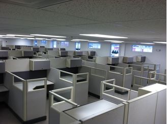 Picture of Cluster of 4 Person and 6 Person, 6' Powered Cubicle Workstation