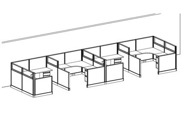 Picture of Cluster of 4 Person, L Shape Cubicle Workstation