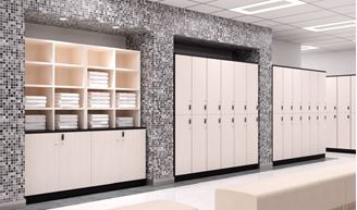 Picture of Room Set, Double Tier Lockers with Storage Credenza