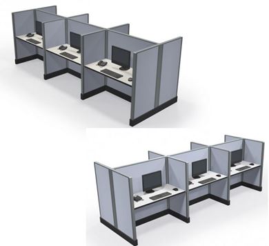 Picture of Pack of 2, Six Person 4' Powered Telemarketing Workstation