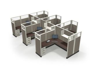 Picture of Cluster of 6 Person Powered L Shape Desk Workstation