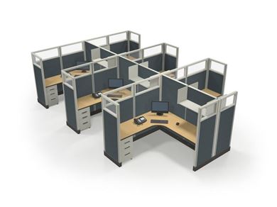 Picture of Cluster of 6 Person Powered L Shape Desk Workstation