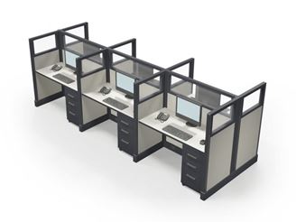 Picture of Cluster of 6 Person, Powered Computer Desk Workstation