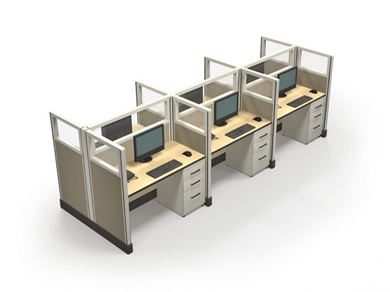 Picture of Cluster of 6 Person, Powered Computer Desk Workstation