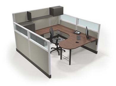 Picture of 8' x 8' Powered U Shape Cubicle Workstation with Wardrobe