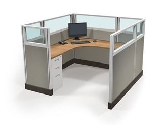 Picture of 6' x 6' L Shape Cube Workstation with Filing Storage