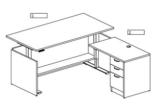 Picture of Pack of 3, 6' L Shape Powered Desk Station