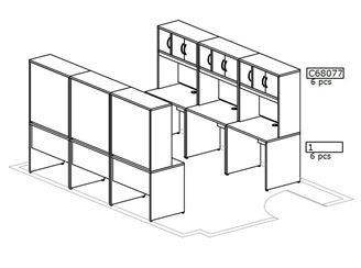 Picture of Six Person Computer Desk Workstation