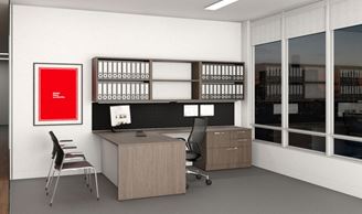 Picture of Executive L Shape Desk Workstation with Wall Storage