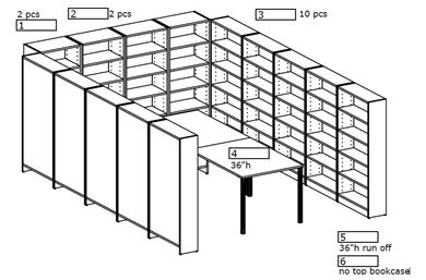 Picture of U Shape Bookcase Storage Room Setting