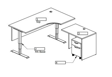 Picture of Set of 2, Powered Height Adjustable Table with Filing