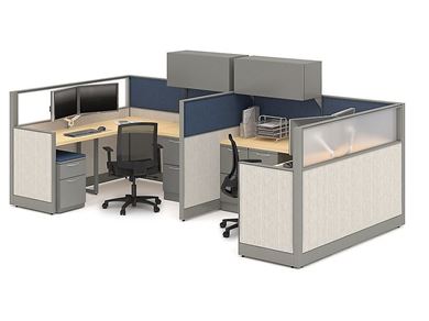 Picture of Two Person Powered L Shape Desk Workstation