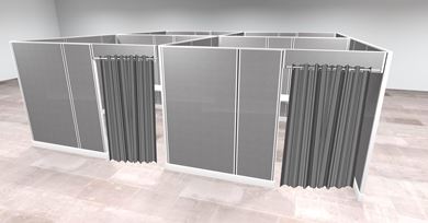 Picture of Cluster of 4 Person Cubicle with Privacy Curtain