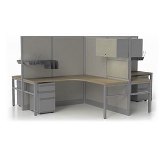 Picture of Four Person, 72" L Shape Office Cubicle Workstation