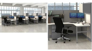 Picture of Four Person, 72" L Shape Office Cubicle Workstation