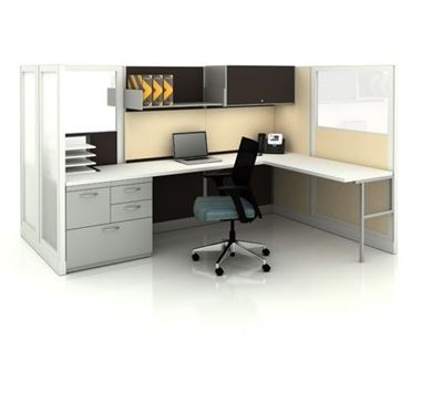 Picture of 8' Powered L Shape Cubicle Workstation