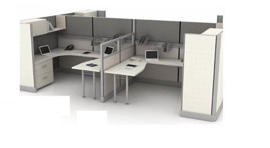 Picture of Cluster of 4 Person, Powered U Shape Cubicle Workstation