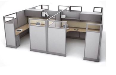 Picture of Cluster of 4 Person, Powered L Shape Cubicle Workstation