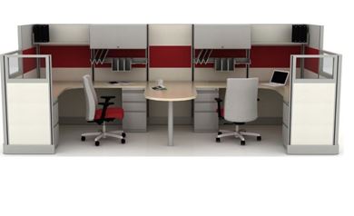 Picture of Two Person, Shared U Shape Powered Cubicle Workstation