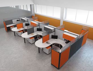 Picture of Cluster of 8 Person, U Shape Powered Cubicle Workstation