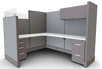 Picture of 72" Powered L Shape Cubicle Workstation with Storage